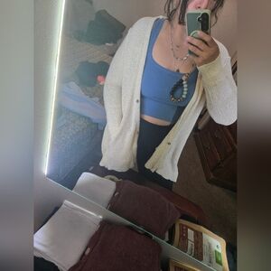 Free People Cream KNIT Cardigan Sweater SMALL CAN FIT M